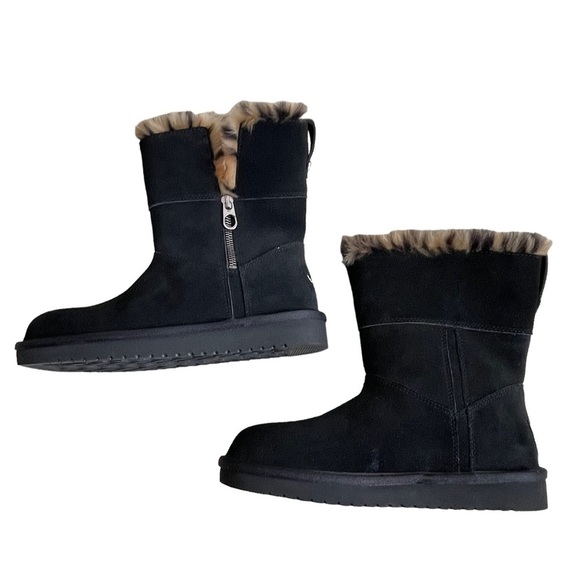 Koolaburra  by Ugg Women’s Aribel Black Leopard Suede Short Winter Boots Size 6 - Picture 7 of 11